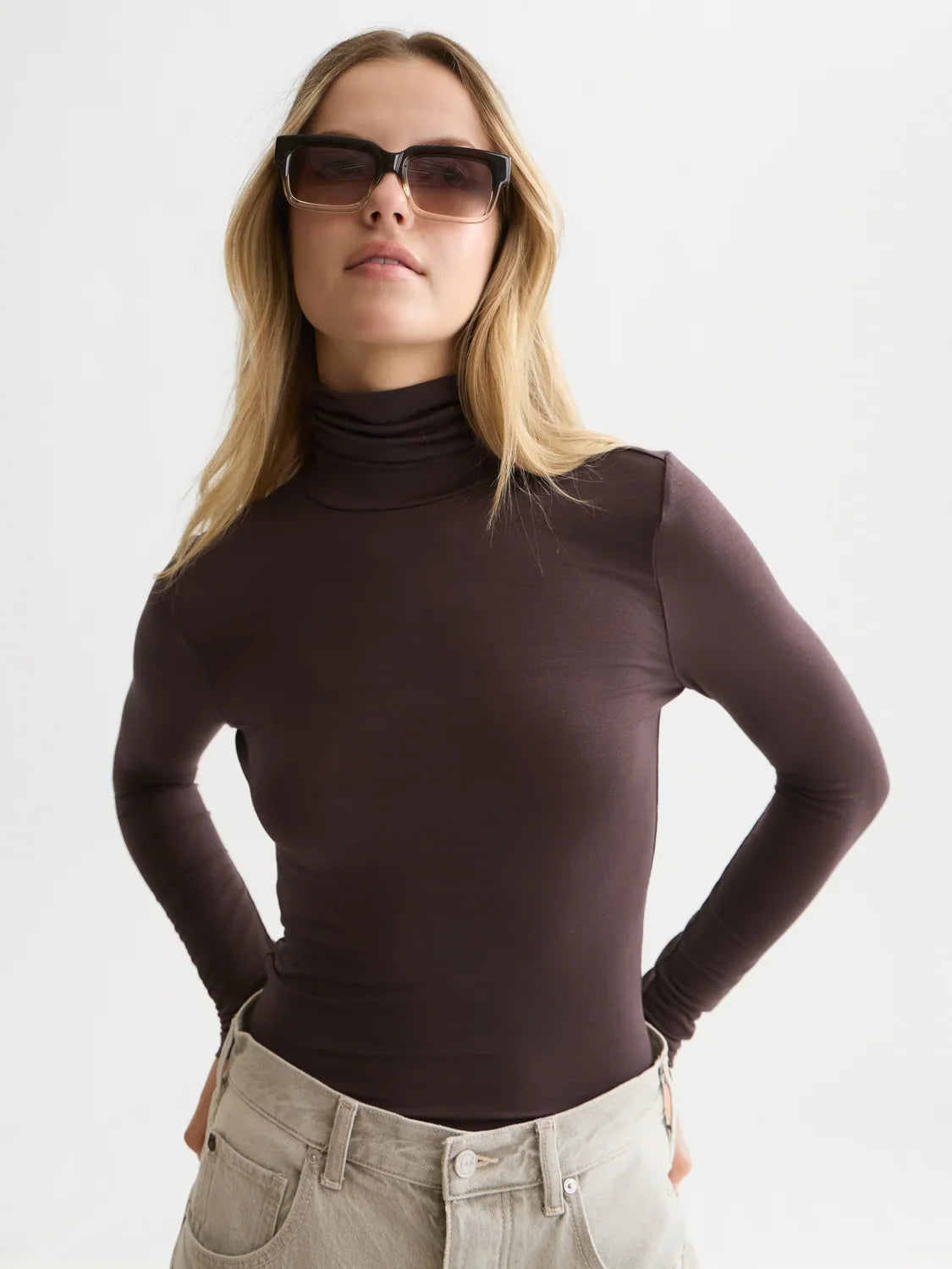 Roll up neck LS T-shirt - Shale – bild 3