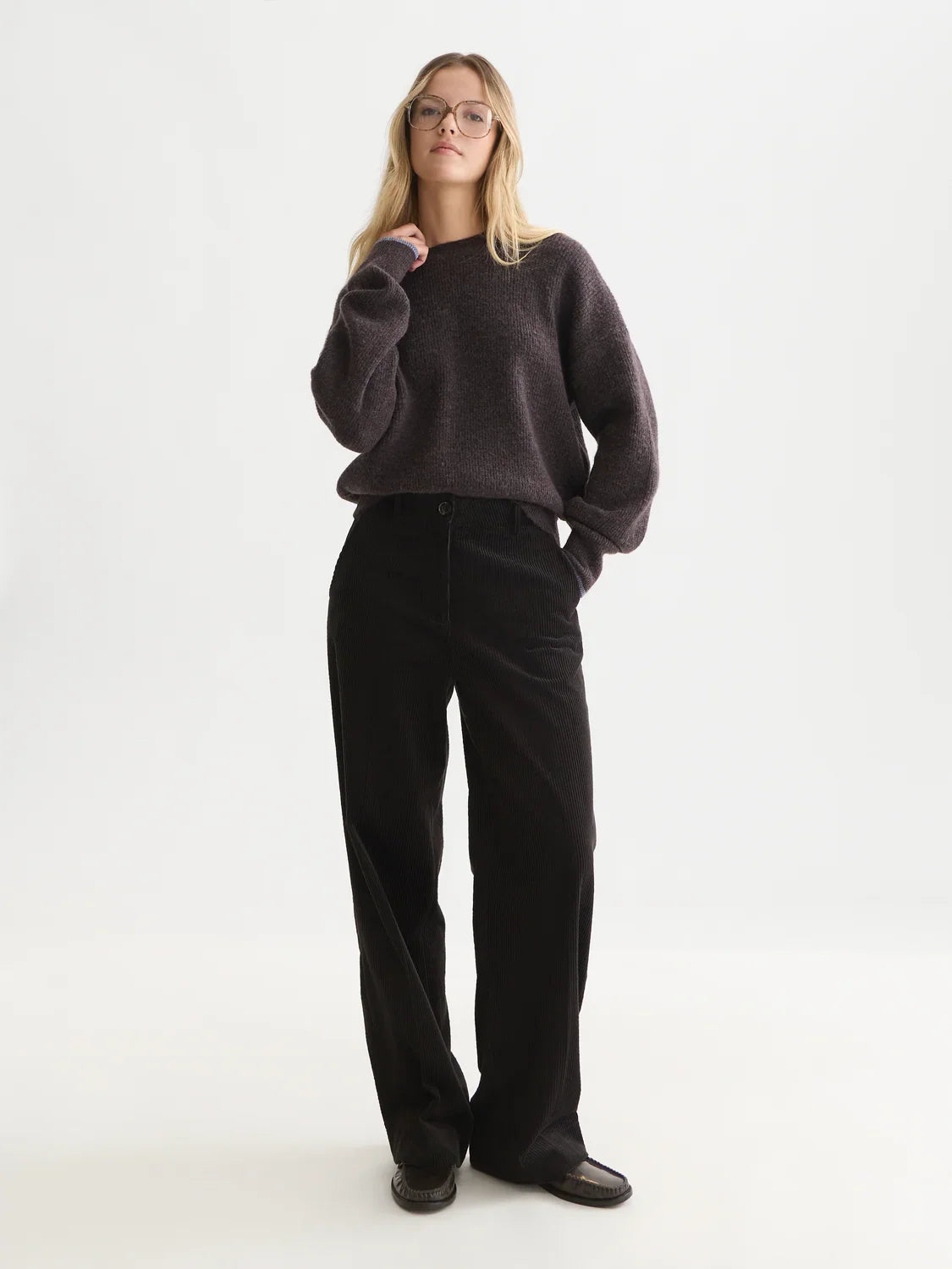 Fuzzy crew-neck pullover - Shale Melange – bild 1