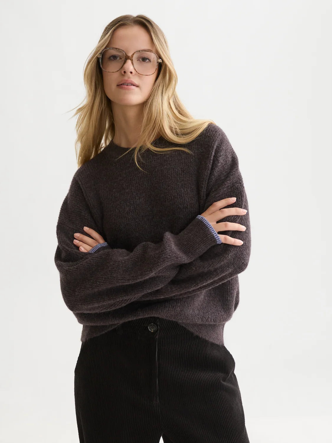 Fuzzy crew-neck pullover - Shale Melange – bild 3