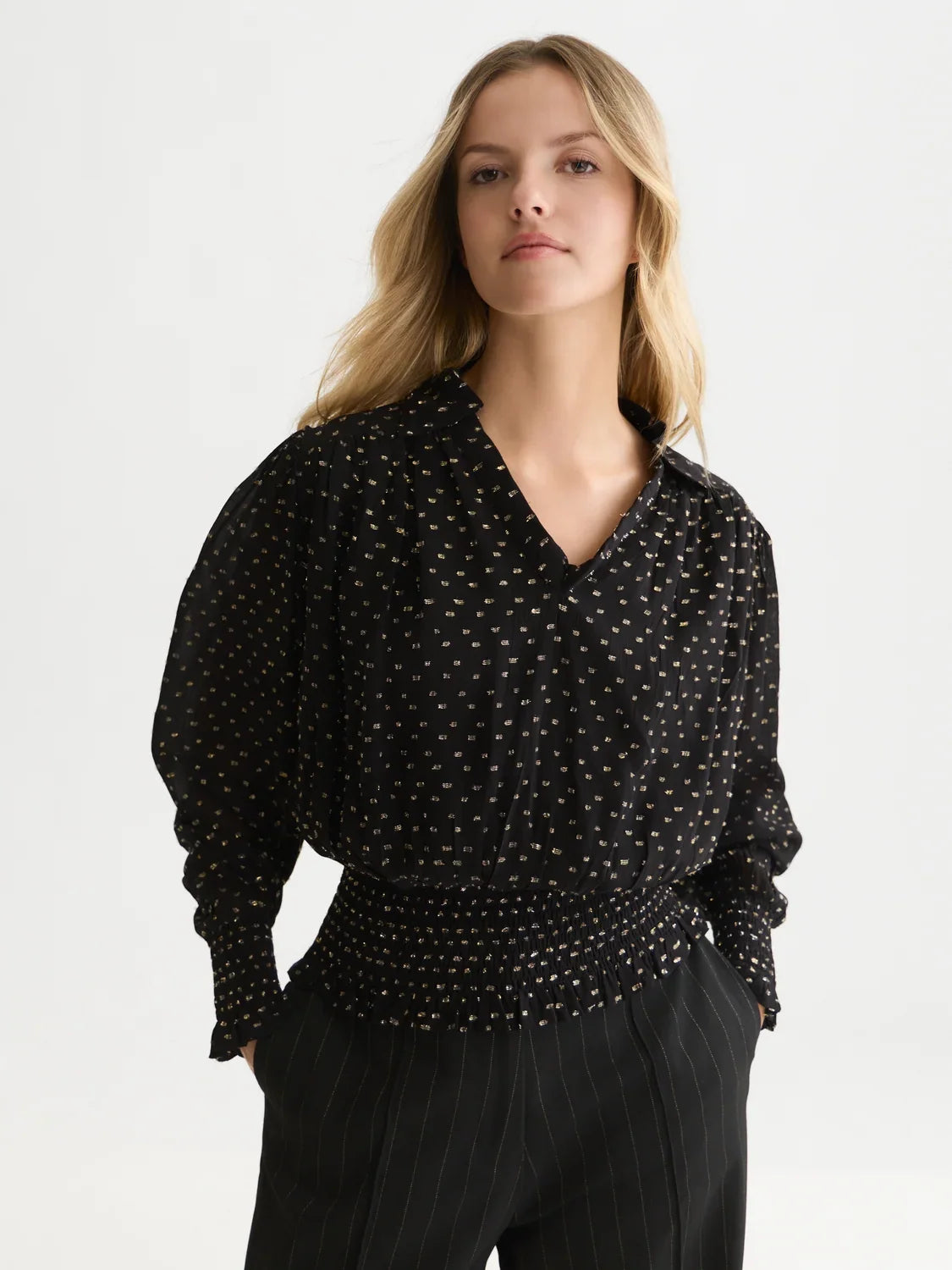 Fil coupe smocked top - Meteorite – bild 2