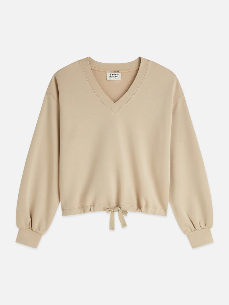 Scotch & Soda beige tröja med V-ringning herr