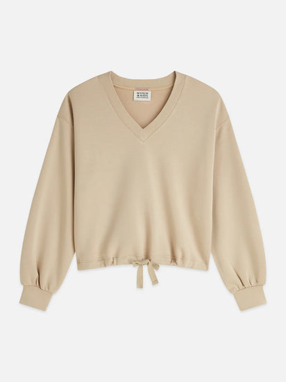 Scotch & Soda beige tröja med V-ringning herr