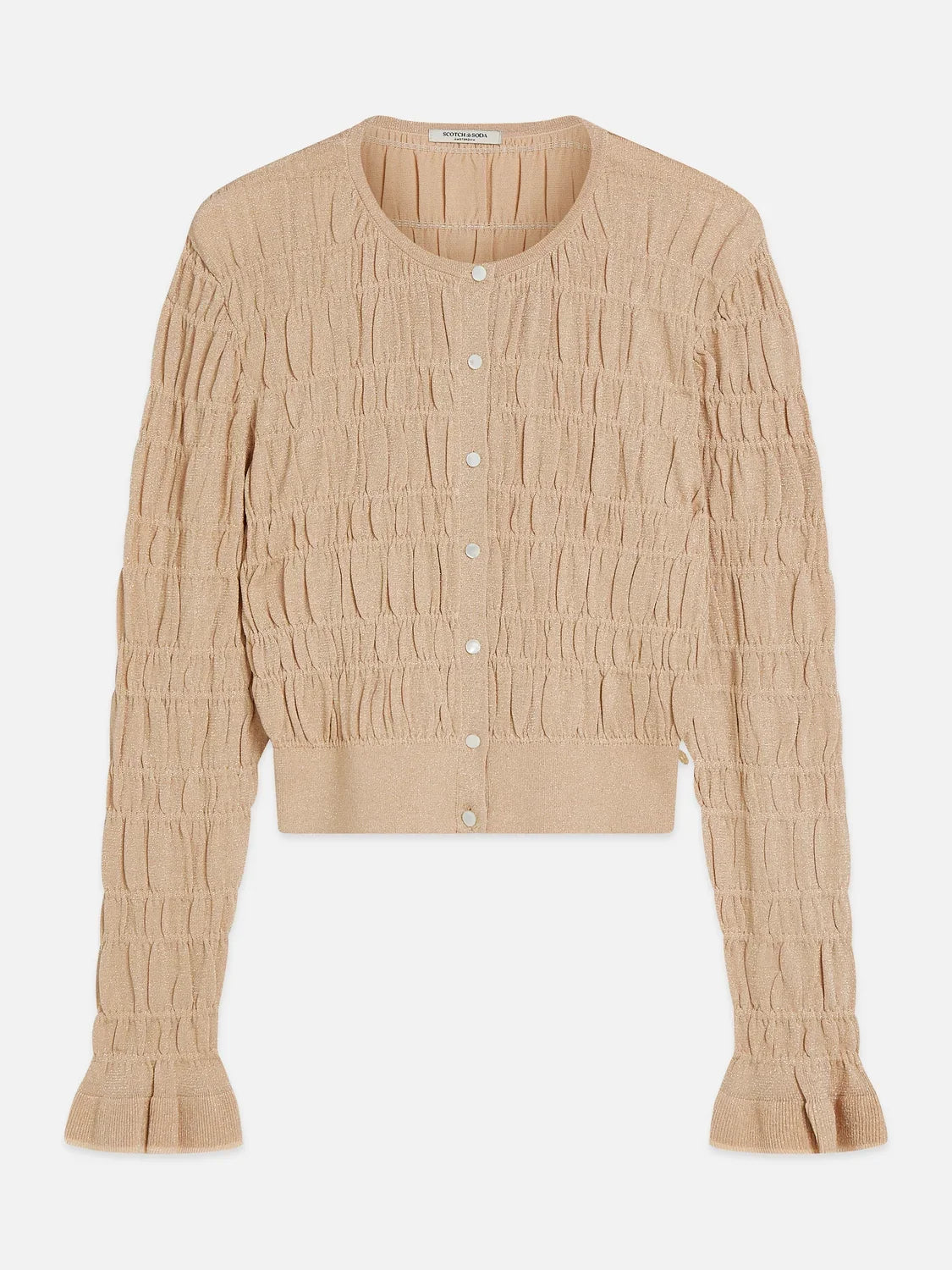 Smock stitch crew neck cardigan - Shifting Sand – bild 5