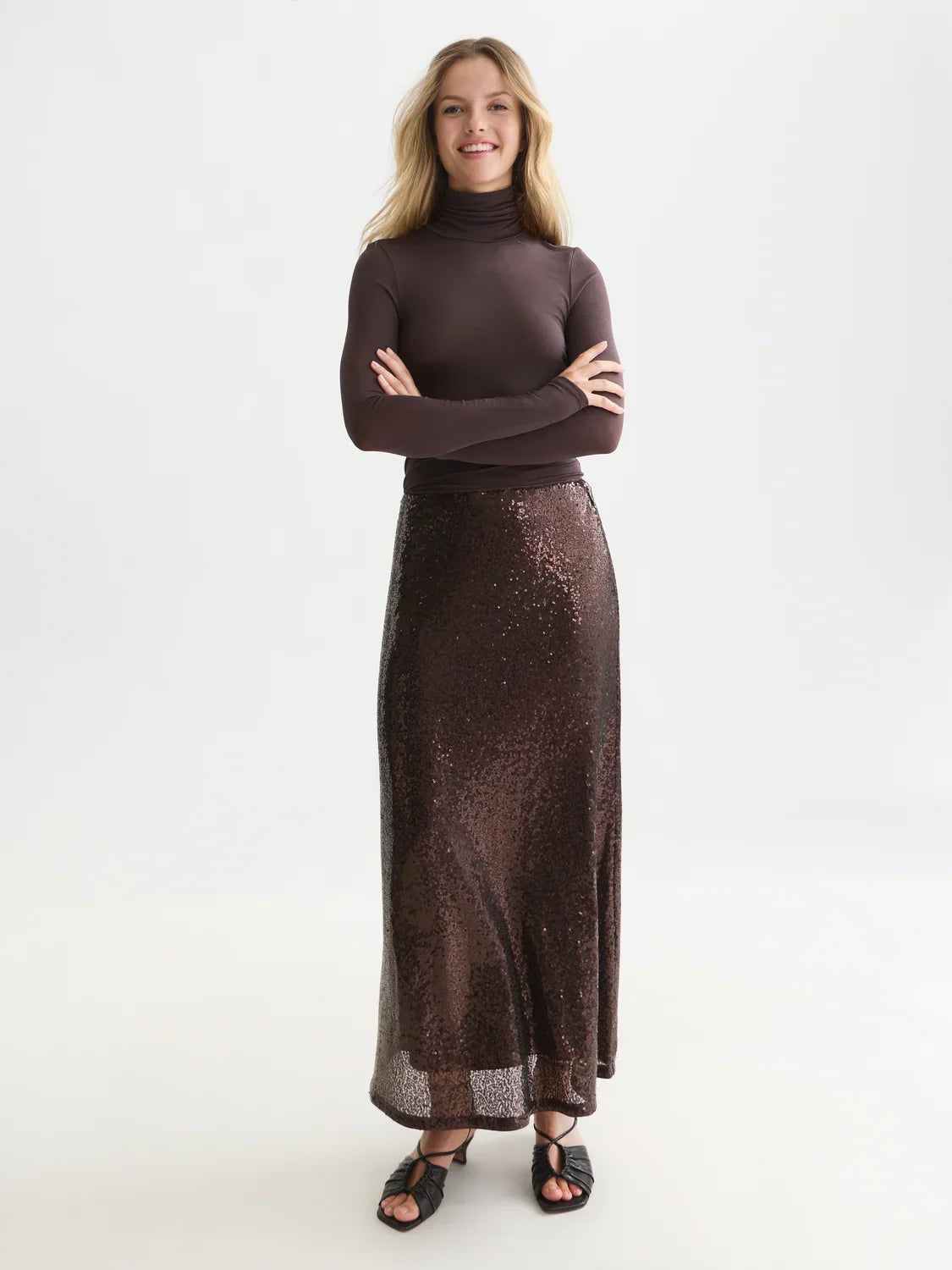 Sequins ankle length skirt - Shale – bild 1
