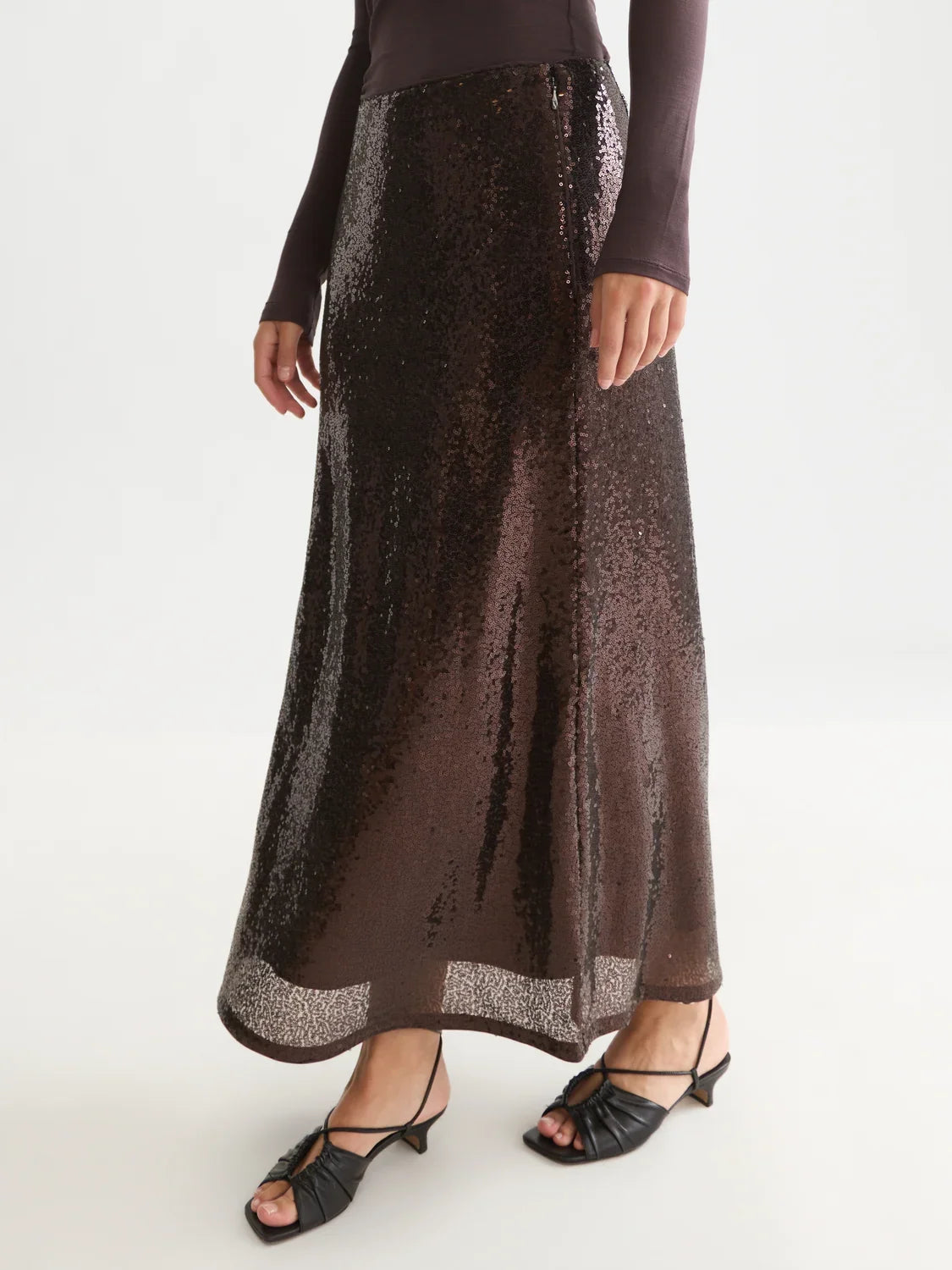 Sequins ankle length skirt - Shale – bild 2