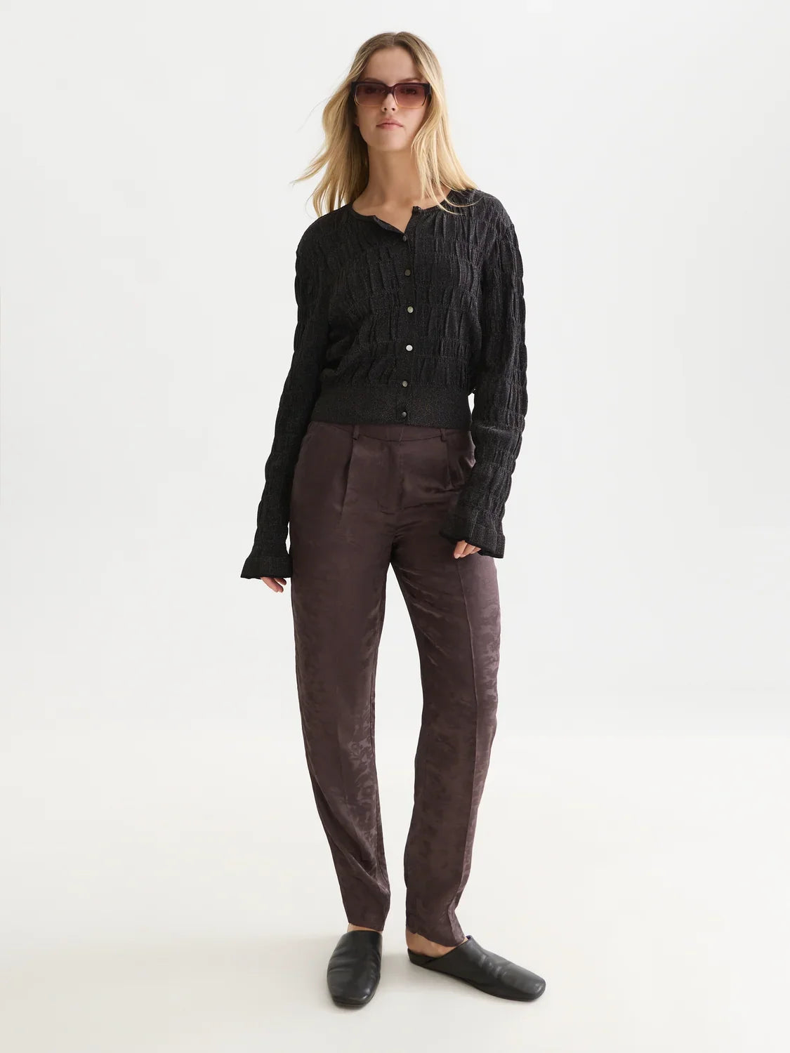 Isa - high-rise slim-leg jacquard pants - Shale – bild 1