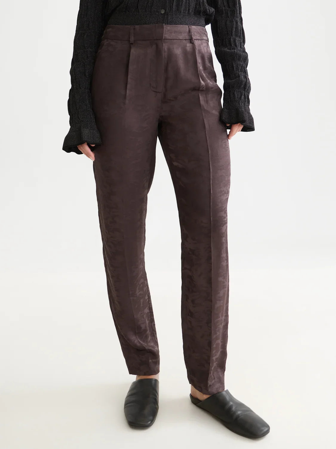 Isa - high-rise slim-leg jacquard pants - Shale – bild 2