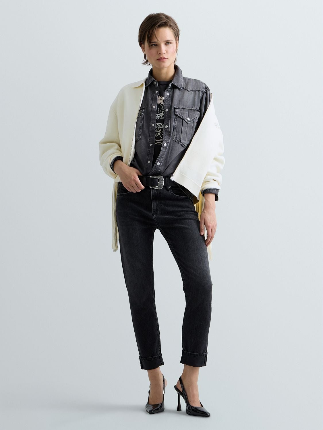 Marty boy fit-jeans - Mörkgrå – bild 1