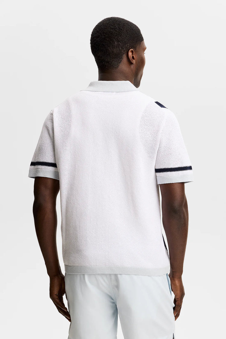 Remus Resort Collar Knit Polo - Skywriting