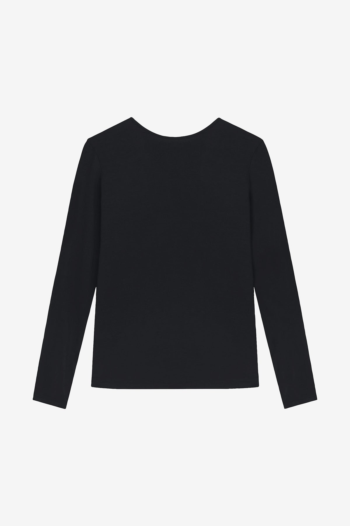 Långärmad t-shirt med djup rygg i viskos - Svart – närbild
