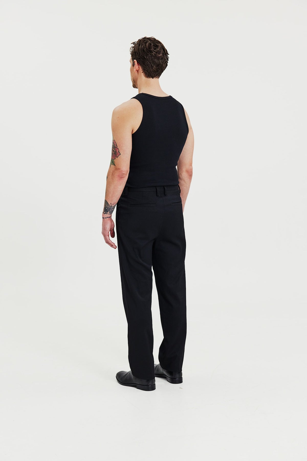 Ribbat linne i ekologisk bomull, 2-pack - Svart – detalj