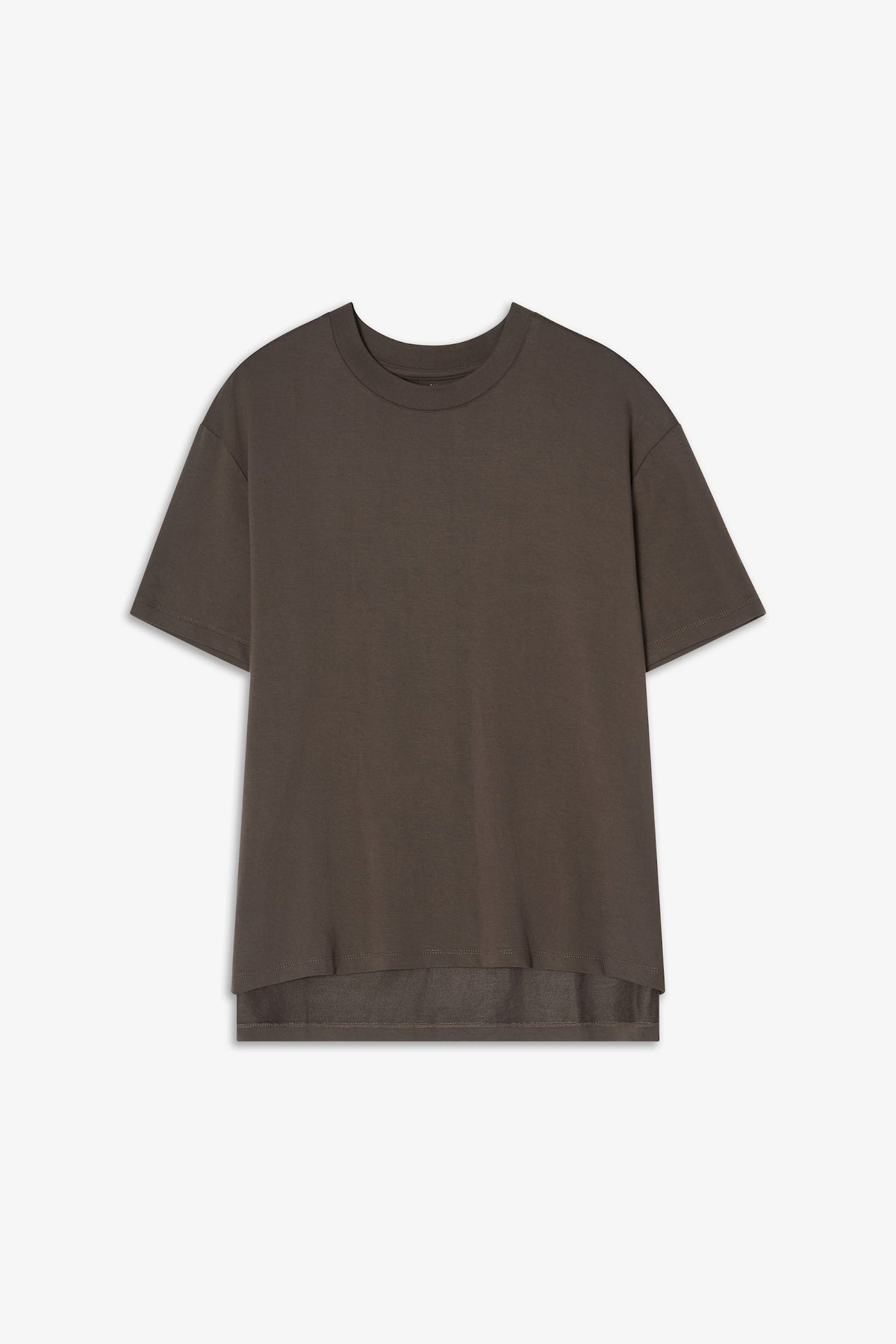 Boxy t-shirt i viskosjersey - Espresso – närbild