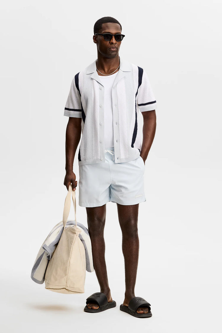 Remus Resort Collar Knit Polo - Skywriting