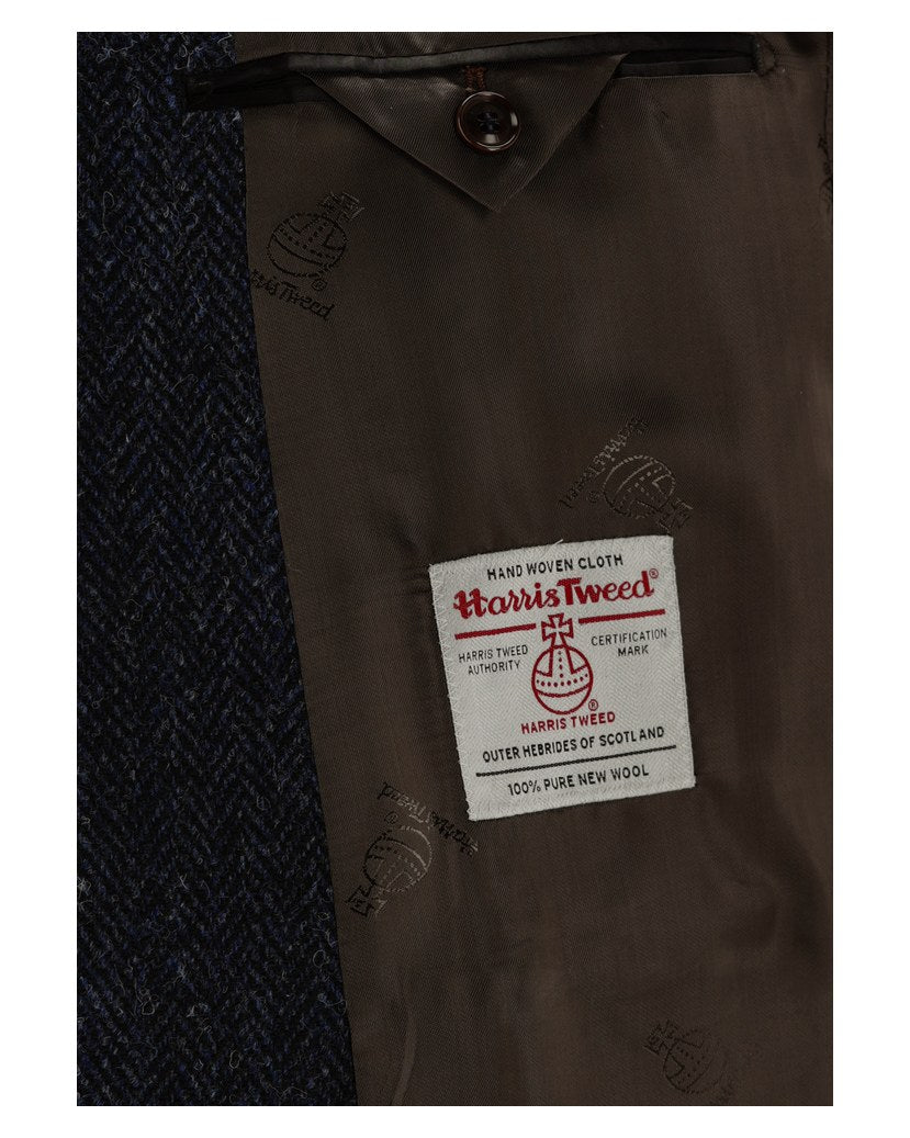 Kavaj Theo-G-HT SV i Harris Tweed, randig - Mörkblå – detalj