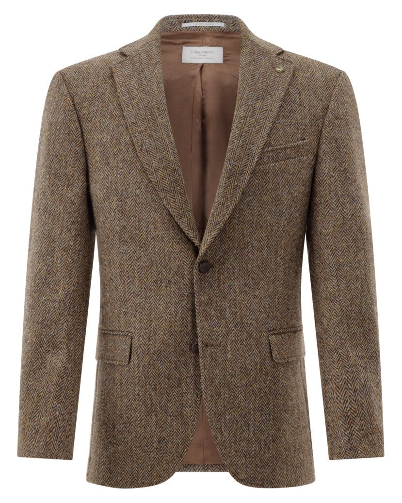 Kavaj Theo-G-HT SV i Harris Tweed, randig - Ljusbrun – fram
