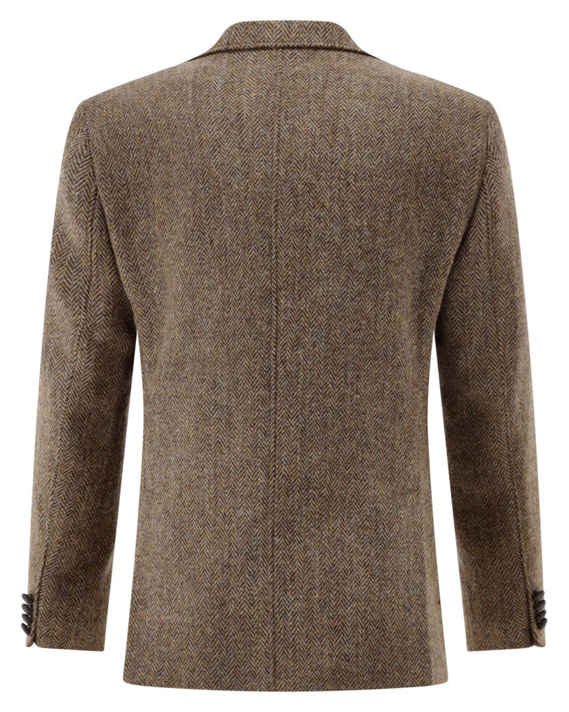 Kavaj Theo-G-HT SV i Harris Tweed, randig - Ljusbrun – bak