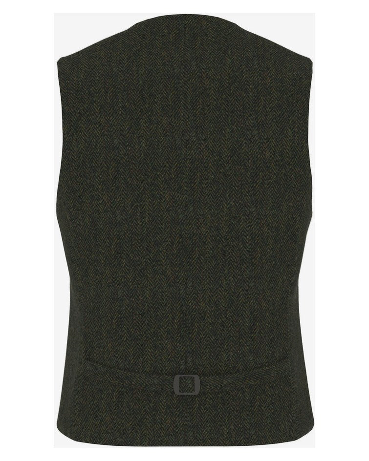 Väst Warner-G-HT i Harris Tweed, randig - Mörkgrön – bak