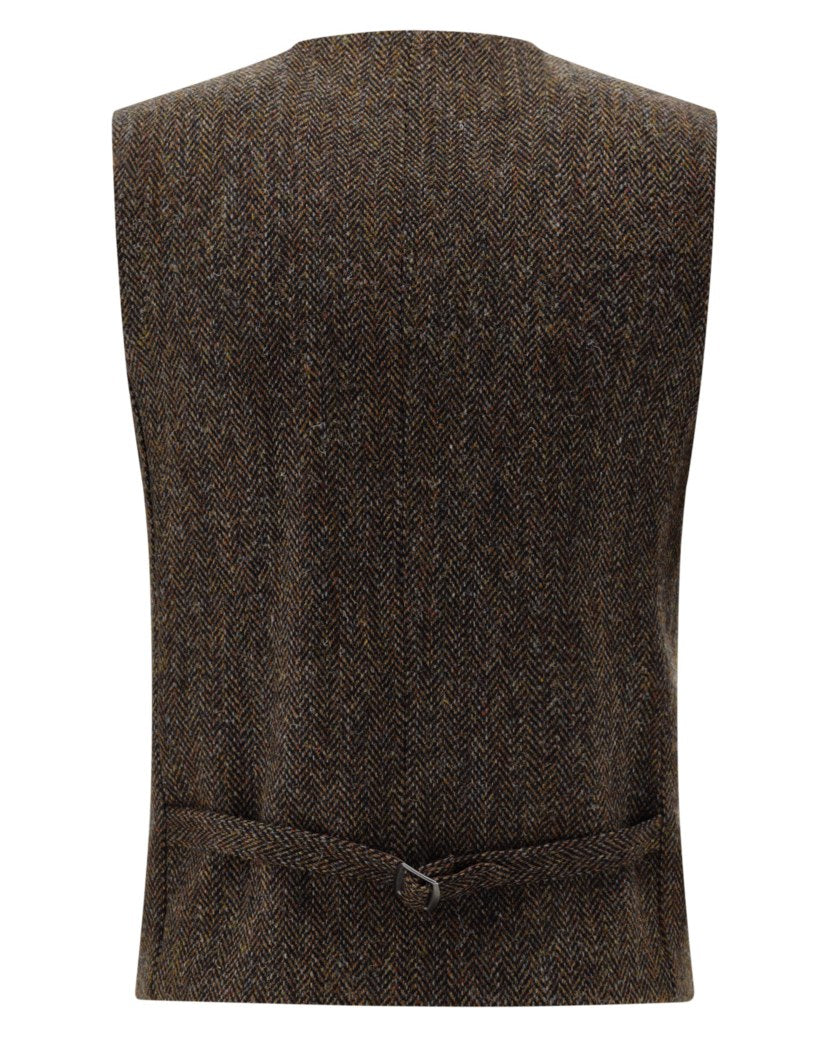 Väst Warner-G-HT i Harris Tweed, randig - Brun – bak