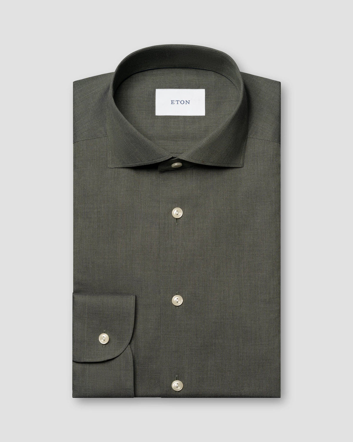 Enfärgad Signature Flannel-skjorta Classic - Mörkgrön