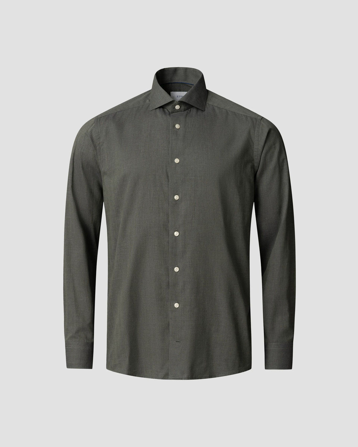 Enfärgad Signature Flannel-skjorta Classic - Mörkgrön