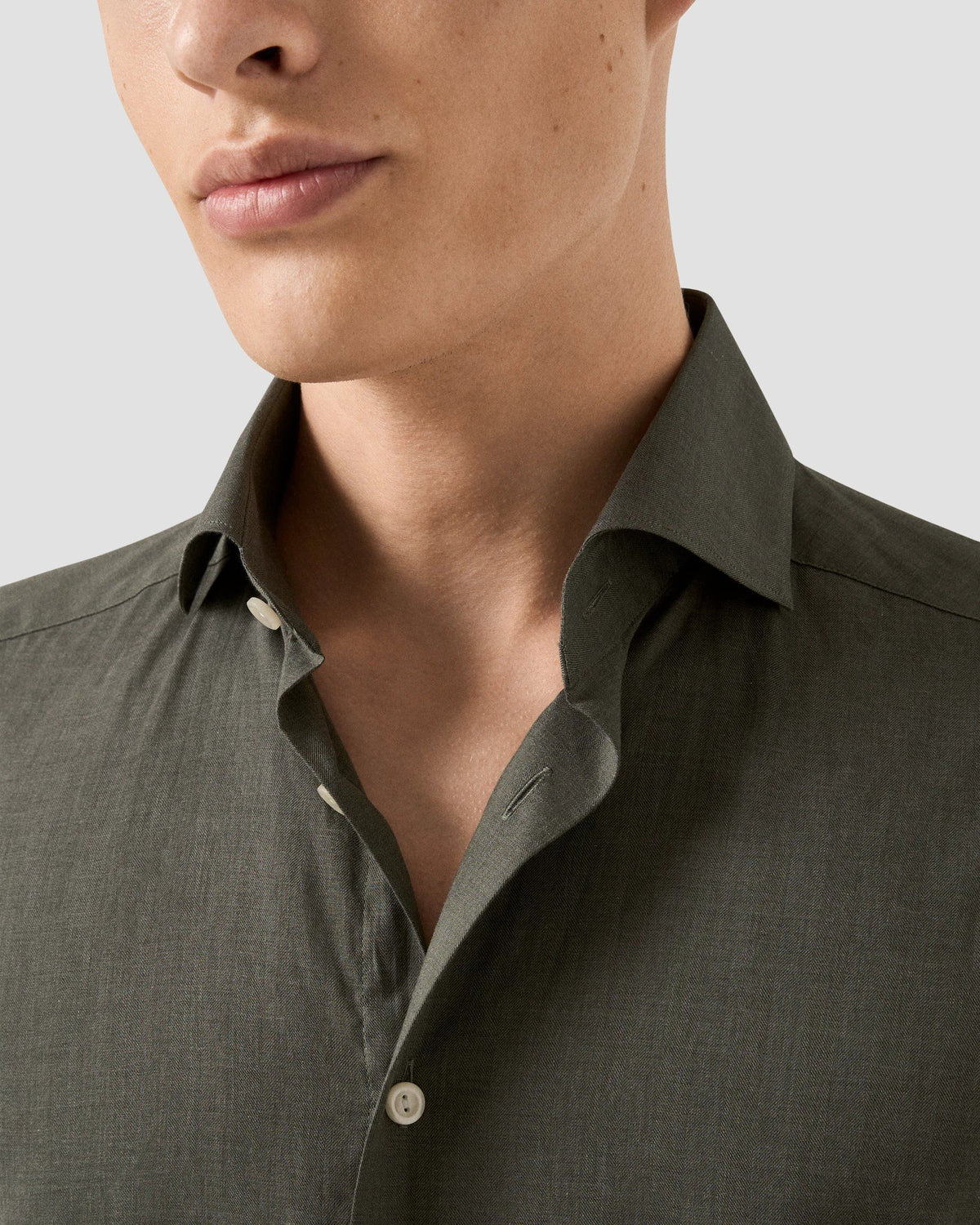 Enfärgad Signature Flannel-skjorta Classic - Mörkgrön