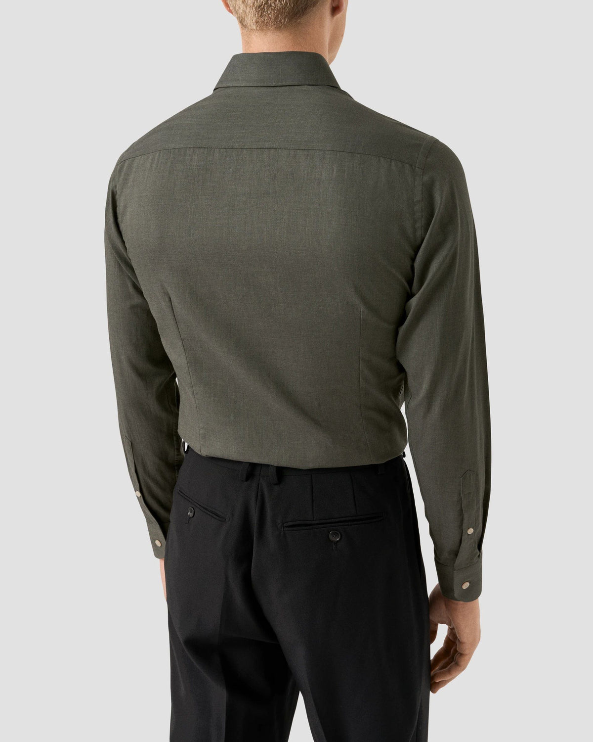Enfärgad Signature Flannel-skjorta Classic - Mörkgrön
