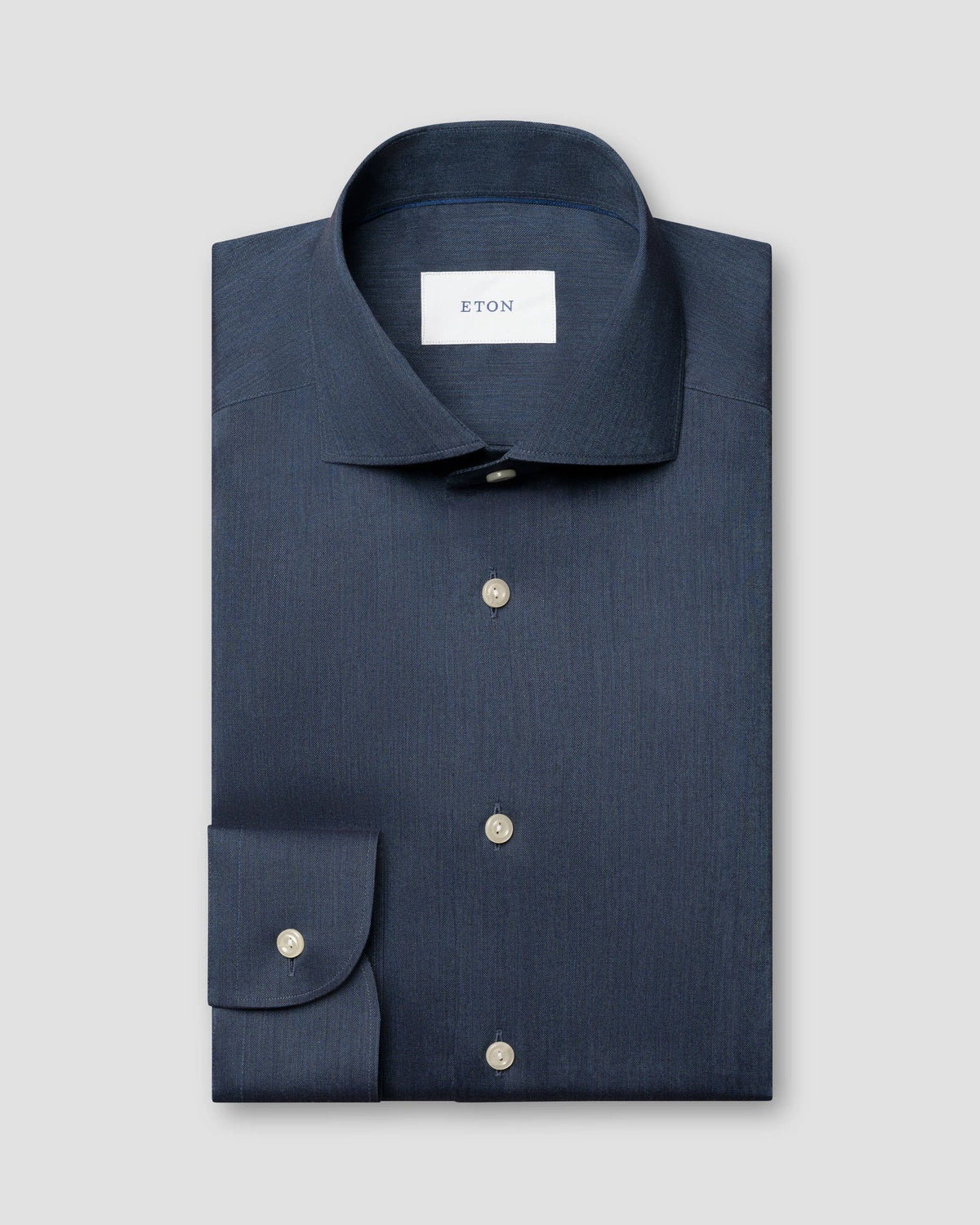 Enfärgad Signature Flannel-skjorta Classic - Mörkblå