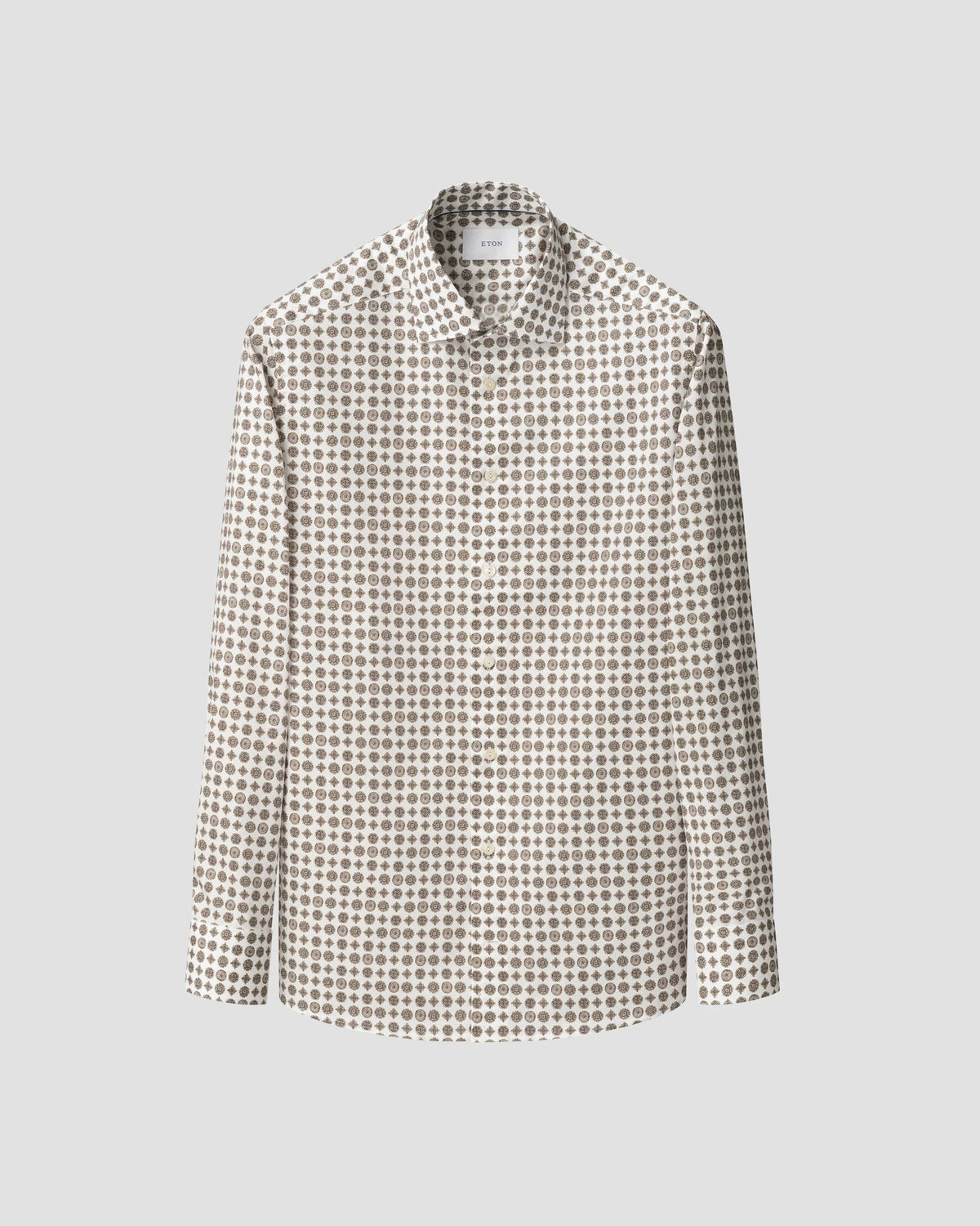 Signature Twill-skjorta med geometriskt mönster Classic - Brun