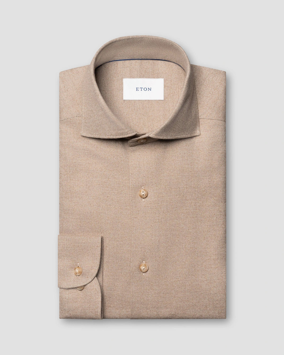 Enfärgad flanellskjorta Casual fit - Beige