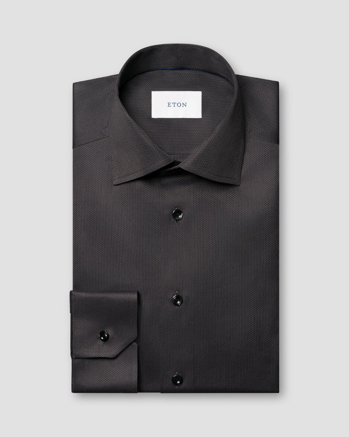 Signature Twill-skjorta i fiskbensmönster Classic - Svart