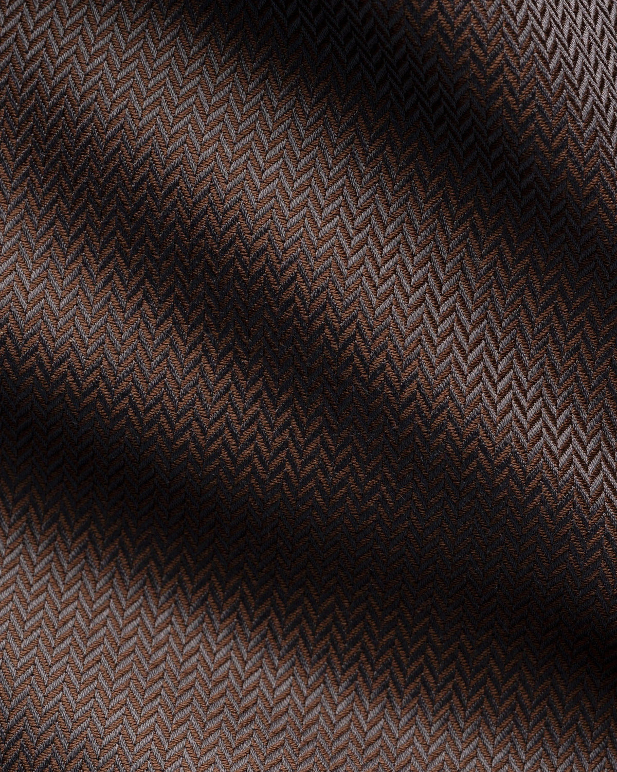 Signature Twill-skjorta i fiskbensmönster Classic - Mörkbrun