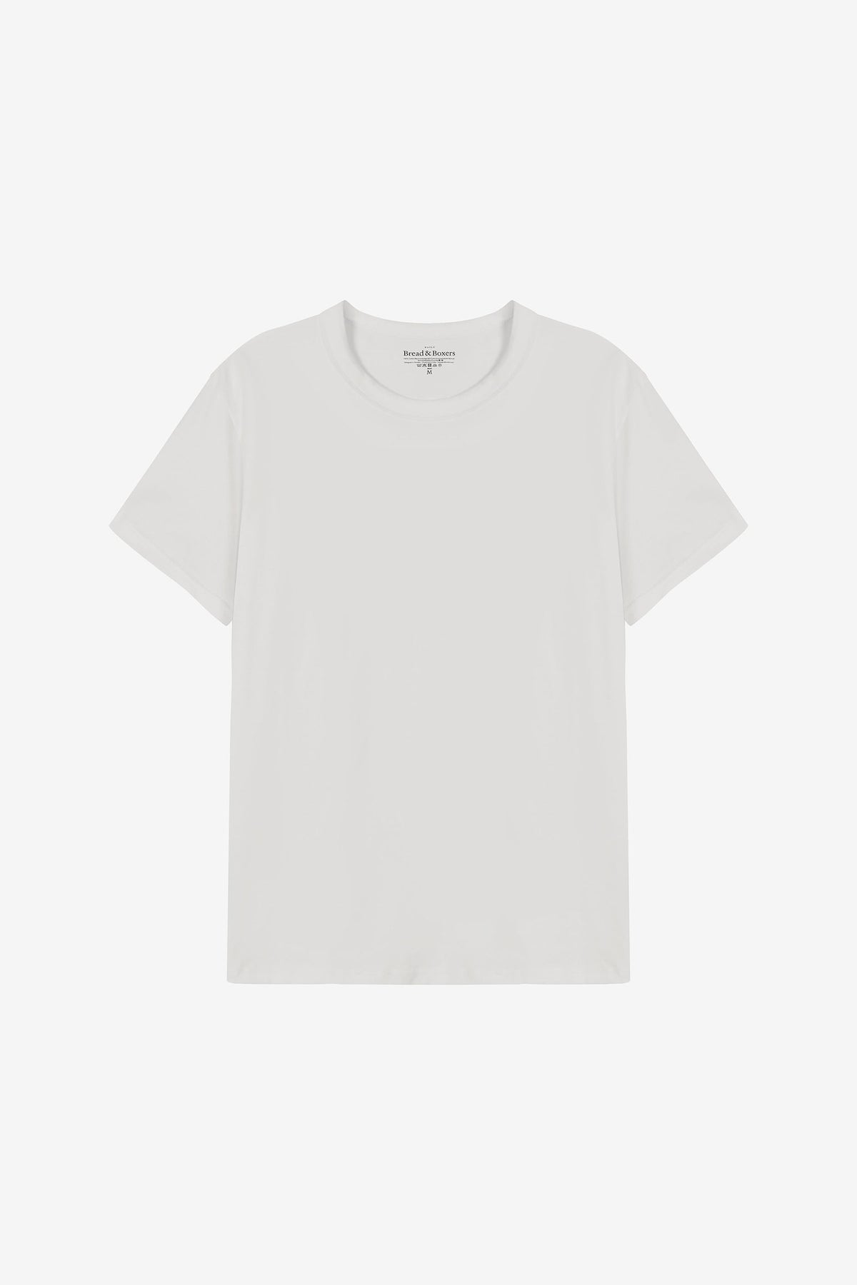 T-shirt i pimabomull med rund hals - Elfenben – närbild
