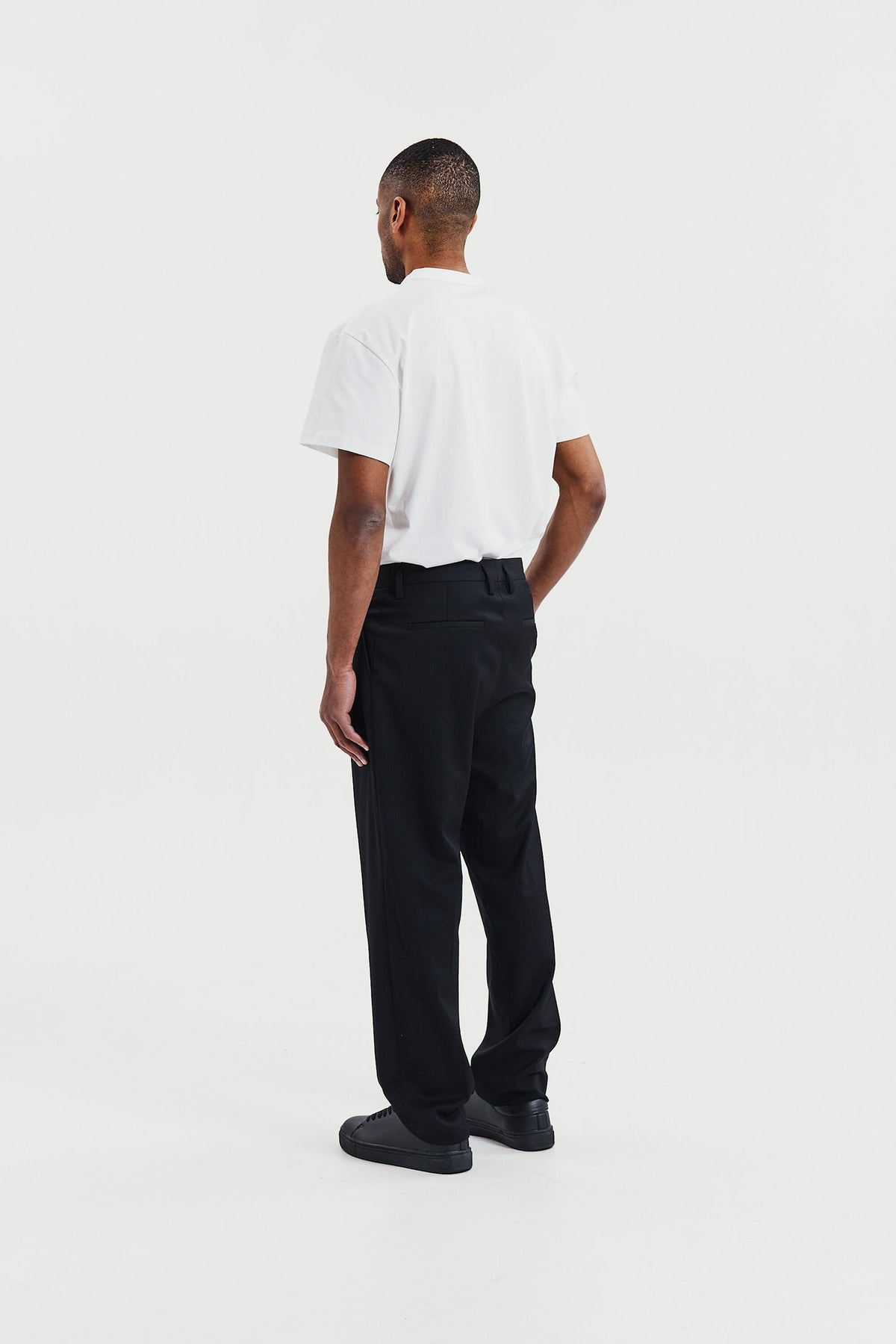T-shirt i pimabomull med rund hals - Vit – detalj