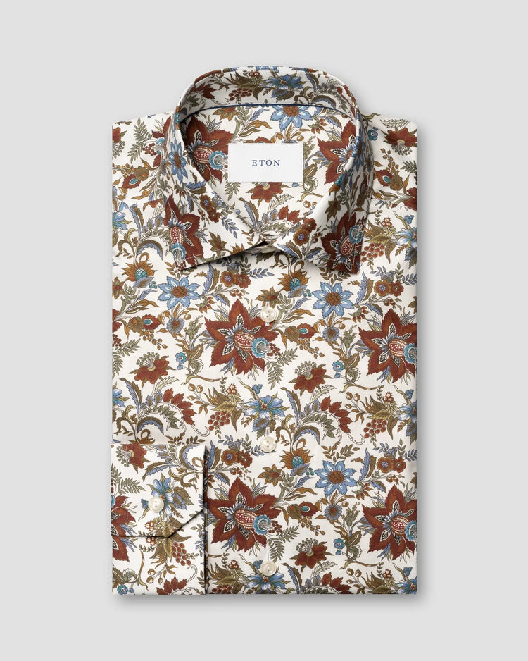 Classic Fit Signature Twill-skjorta med blommönster - Röd
