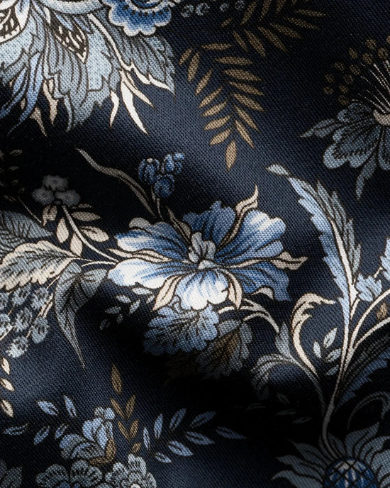 Blommig herrskjorta i signatur-twill med blå och beige blommönster