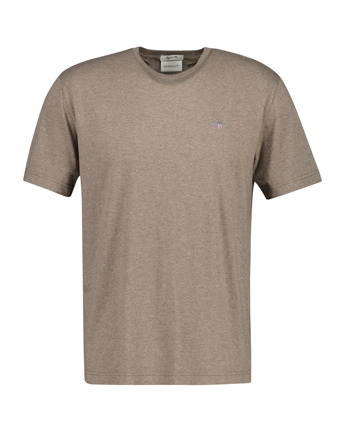 Regular fit T-shirt med sköld - Hasselnötsmelange