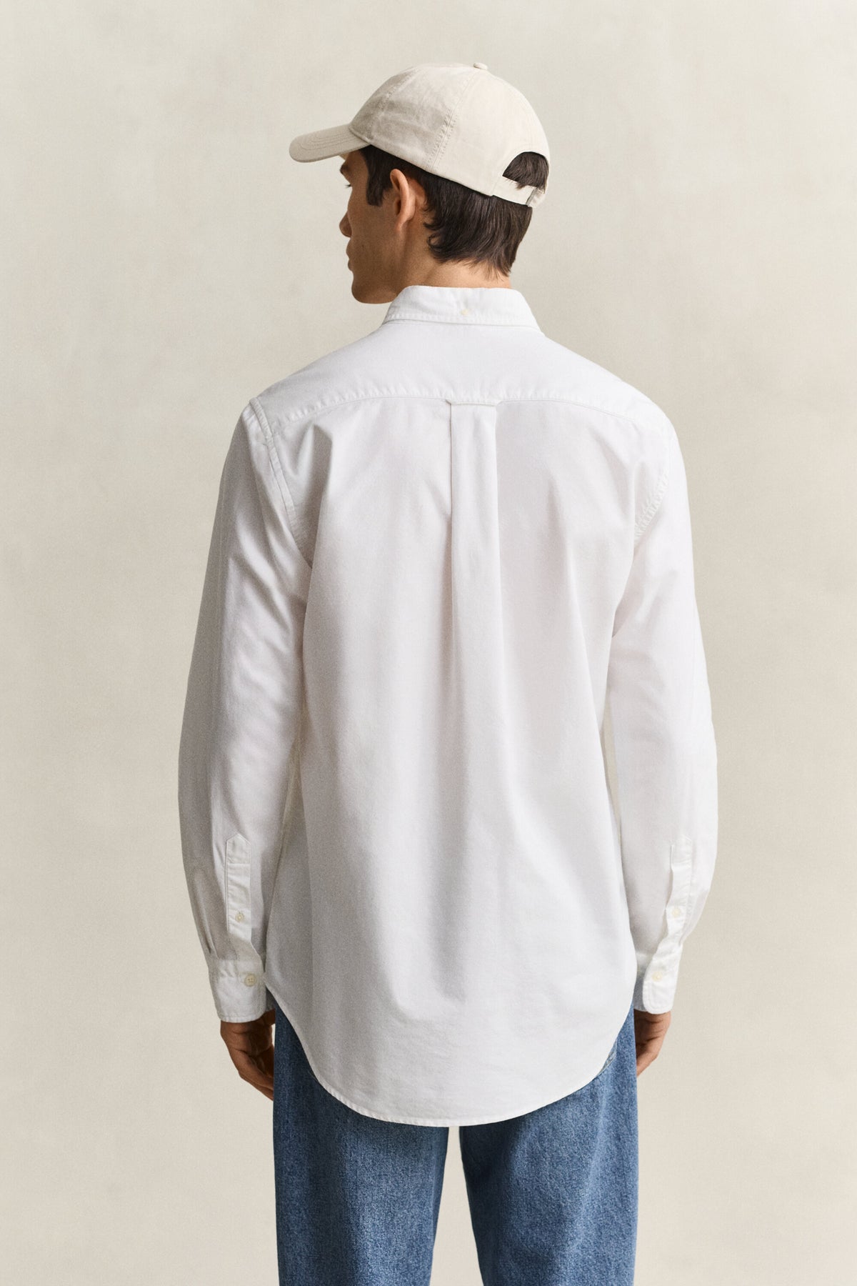 Klassisk oxfordskjorta med regular fit - Vit – detalj