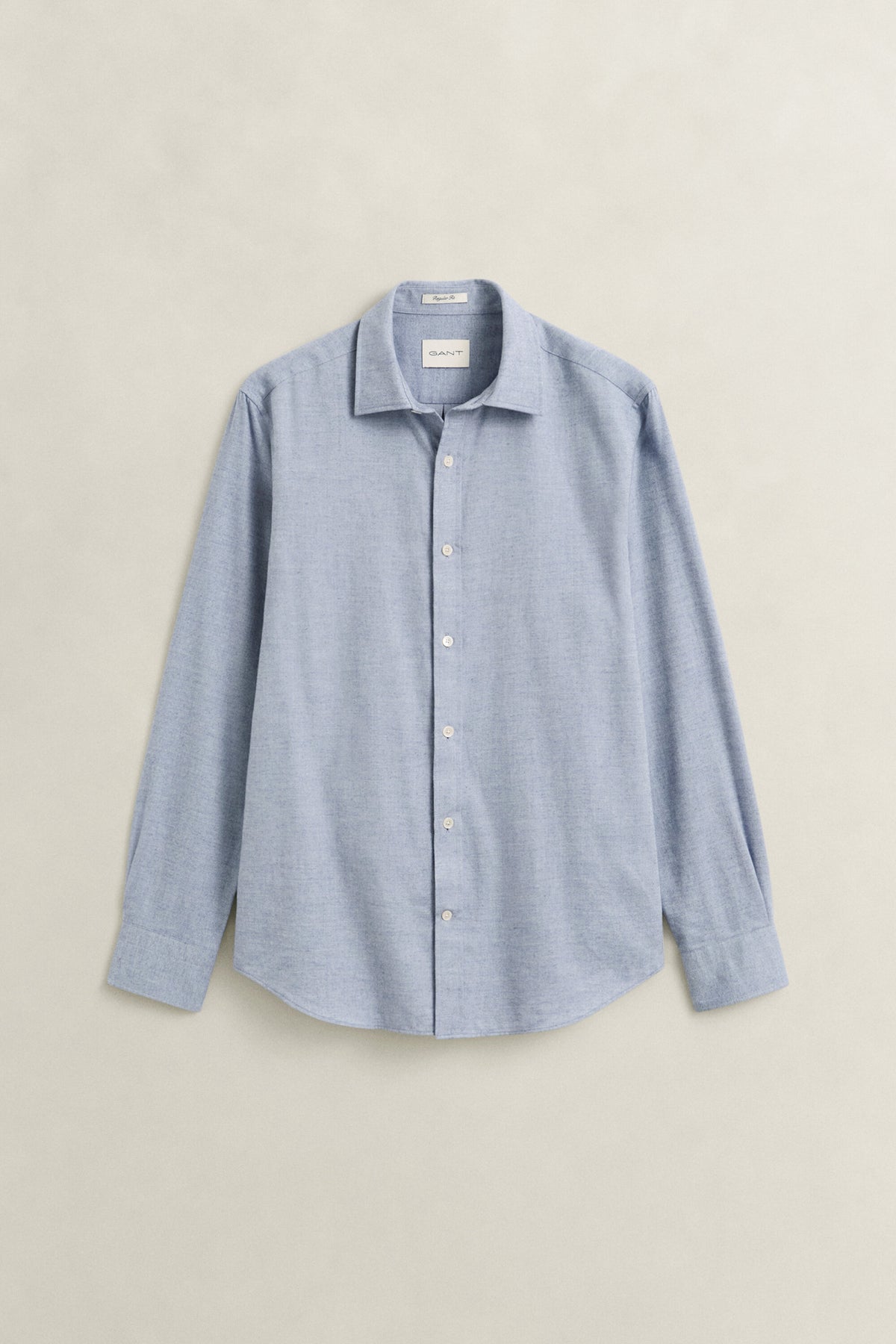 Reg Flannel Melange Shirt - 497 Lt Blue Melange – flatlay