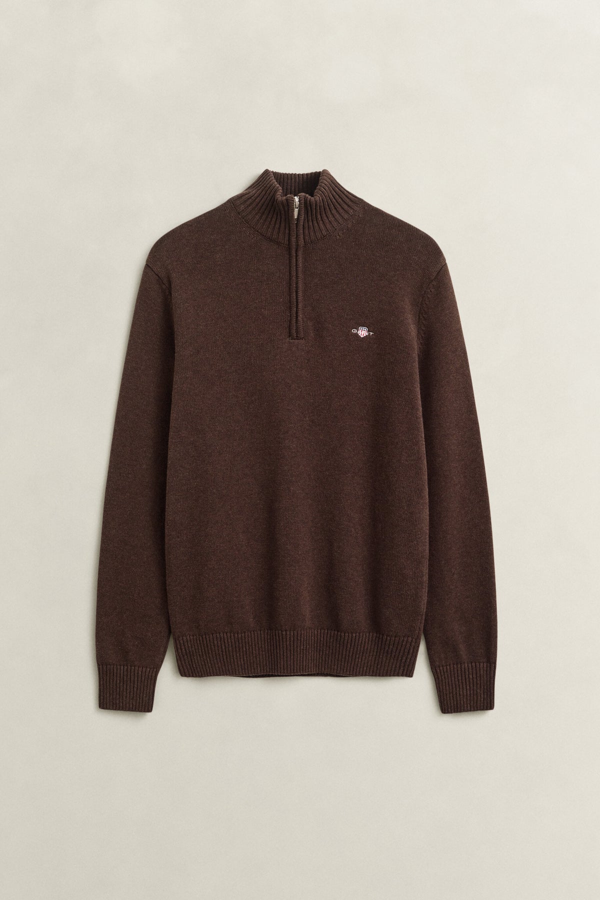 Casual Cotton Halfzip - 284 Black Brown Melange – flatlay
