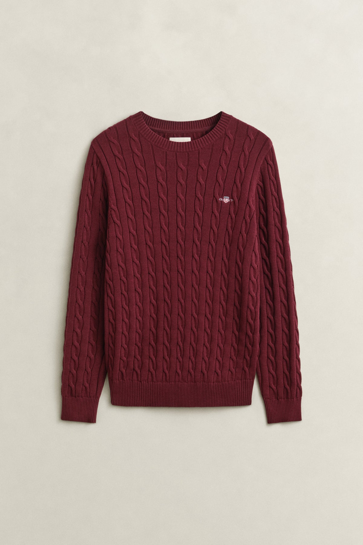 Cotton Cable C-Neck - 676 Deep Grape Wine – flatlay