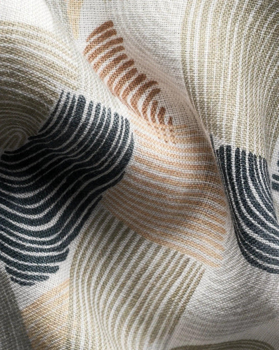 Linneskjorta herr geometriskt mönster beige grön svart