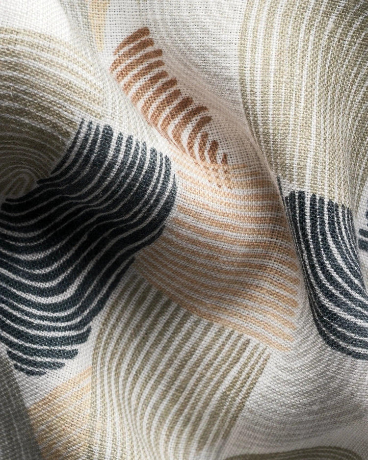 Linneskjorta herr geometriskt mönster beige grön svart