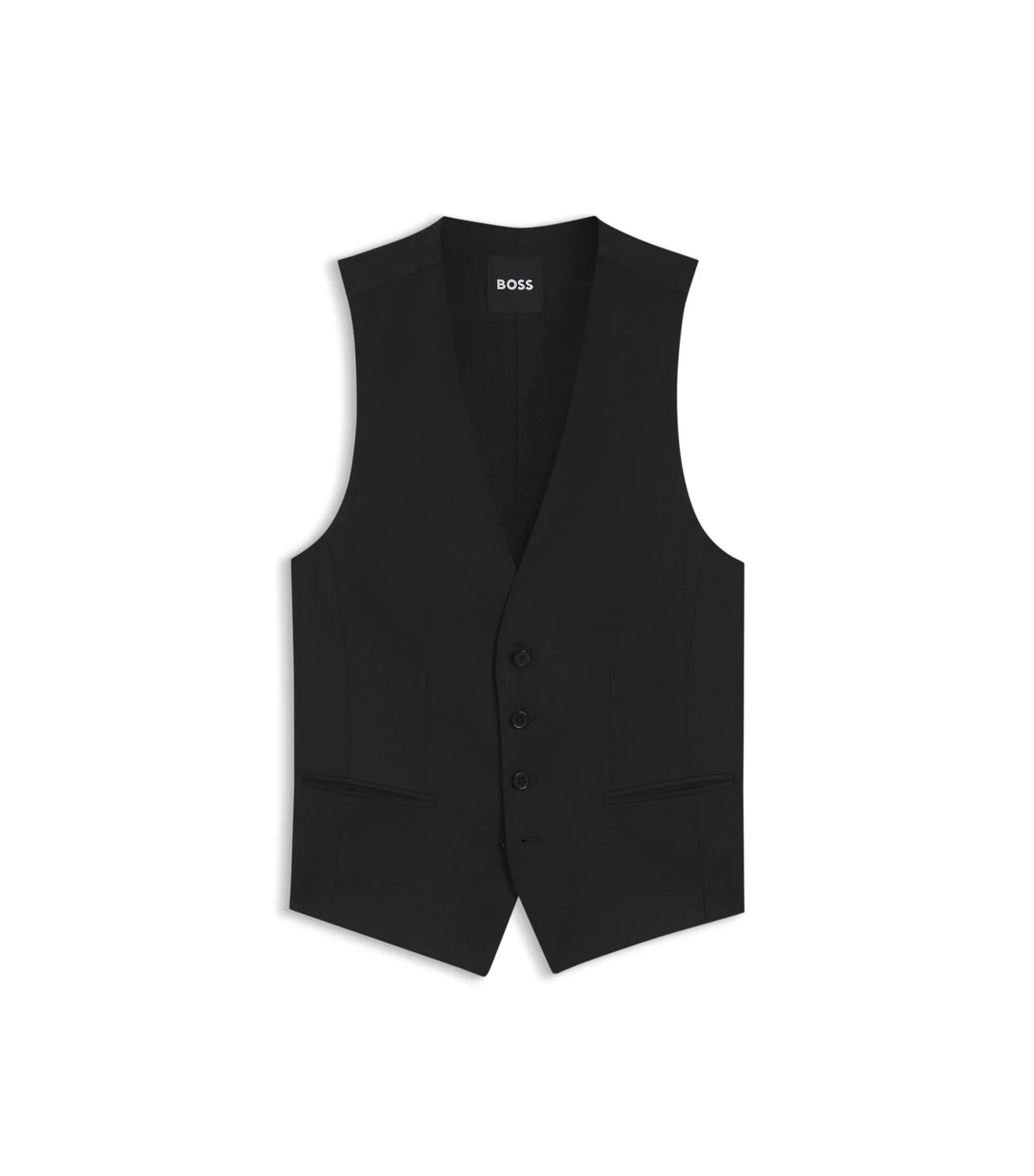 BOSS ONE Slim fit-väst i sergevävd jungfruull - Svart