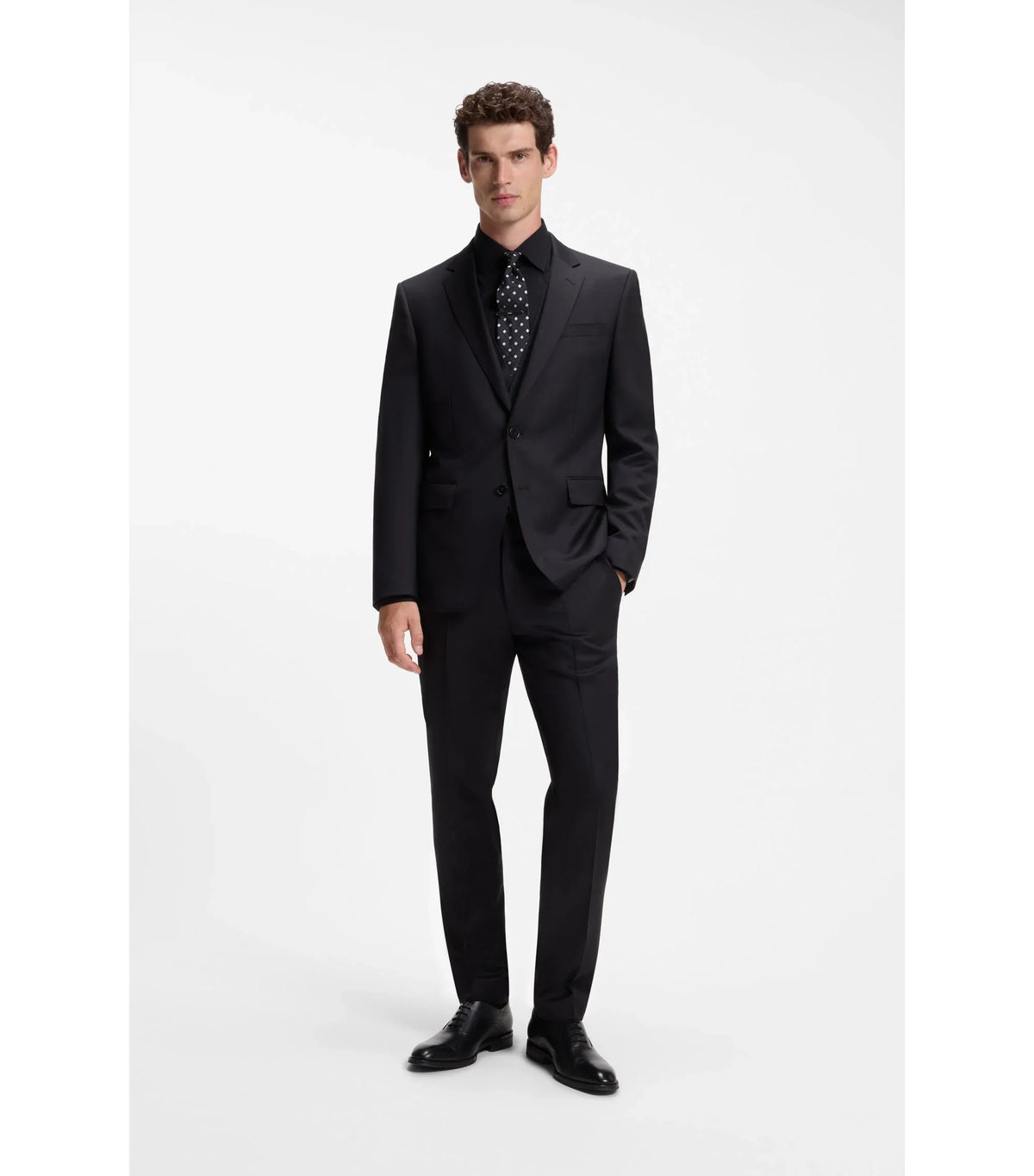 BOSS ONE Slim fit-väst i sergevävd jungfruull - Svart