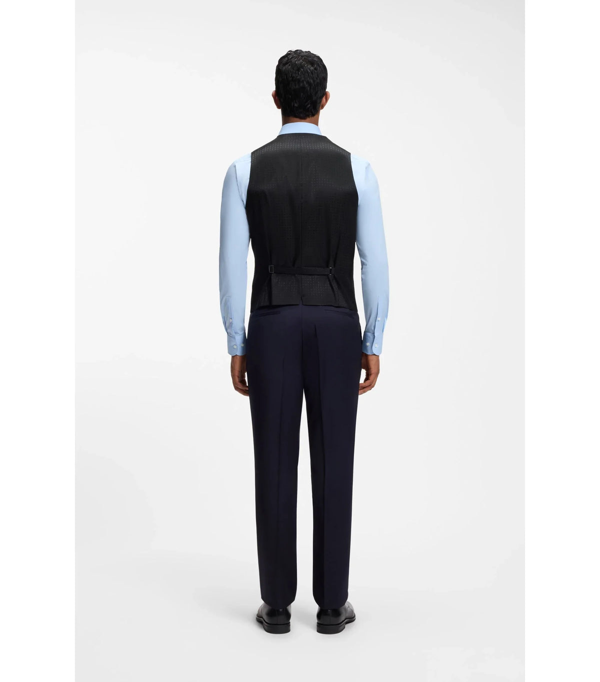 BOSS ONE Slim fit-väst i sergevävd jungfruull - Mörkblå