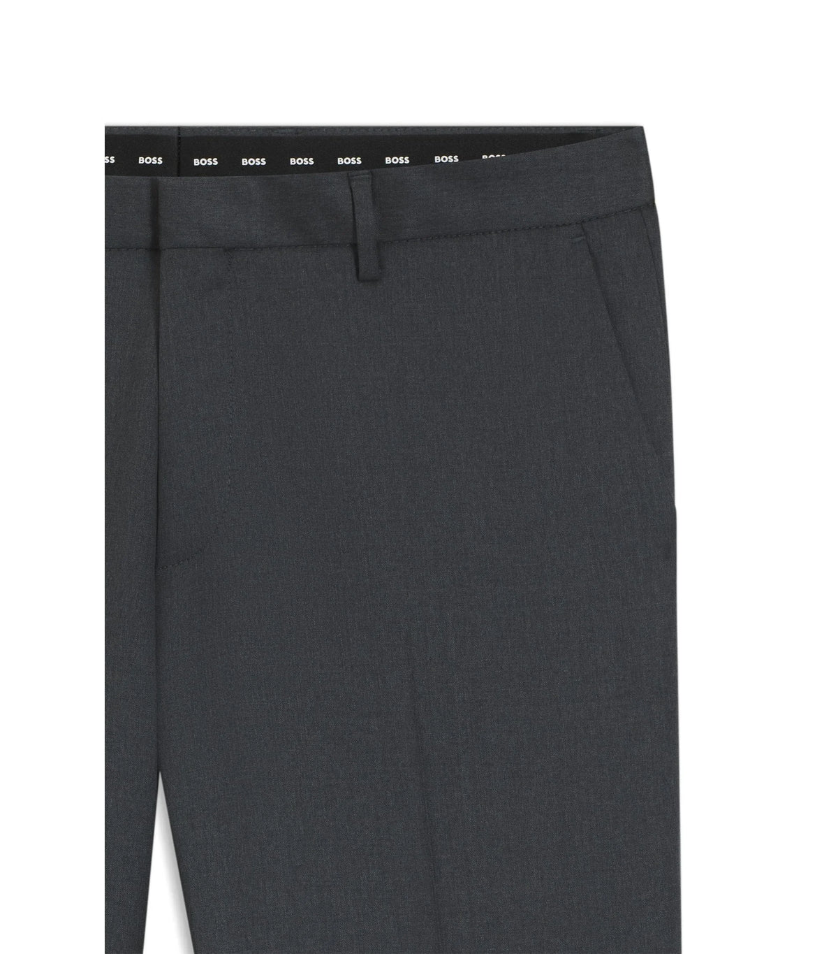 BOSS ONE Extra slim fit-byxor i sergevävd jungfruull - Mörkgrå
