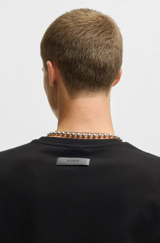 Regular fit t-shirt i merceriserad stretchig bomull - Svart