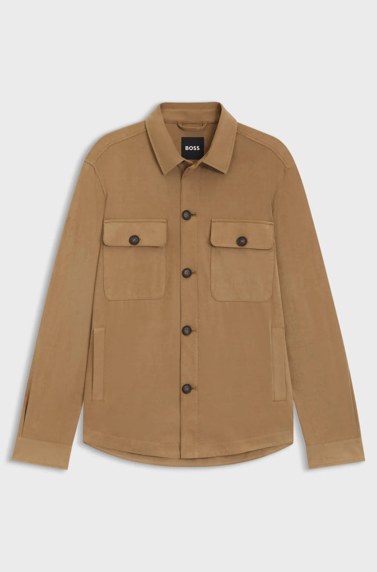 BOSS herr jacka i beige med bröstfickor och knappar framtill