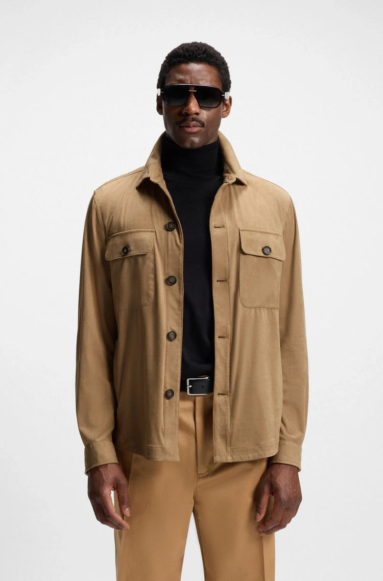 Casual herr jacka i beige med knäppning och bröstfickor – Holmens Herr