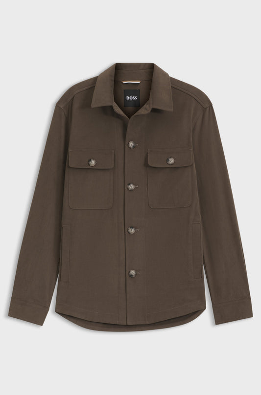 Relaxed fit overshirt av merceriserad bomullsstretch - Brun